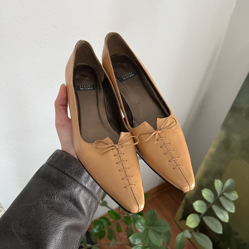 SOLD Stuart Weitzman Taupe Lace Up Pumps